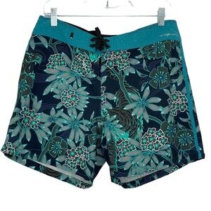 Quicksilver black & teal palm floral print boardshorts, 31